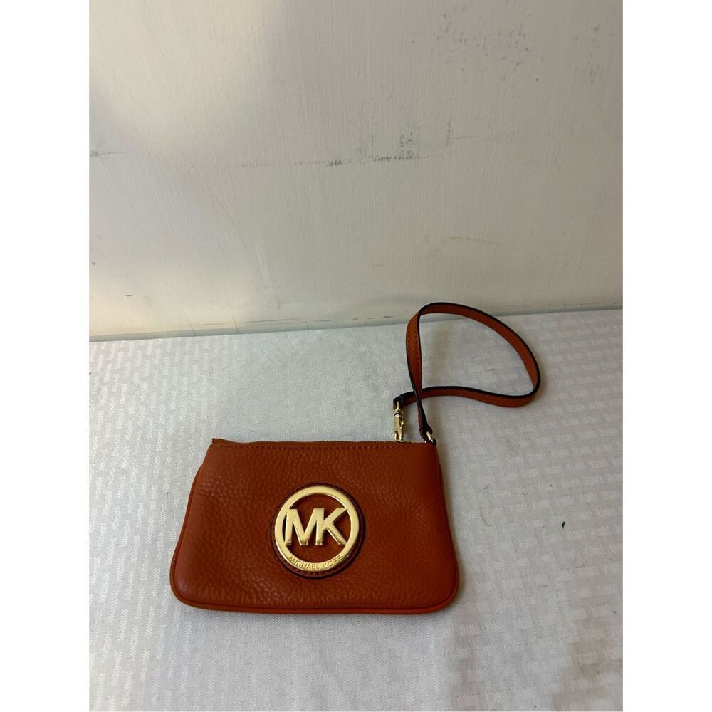 Michael Kors MK‎ zipper wristlet wallet orange 7"x4.5"